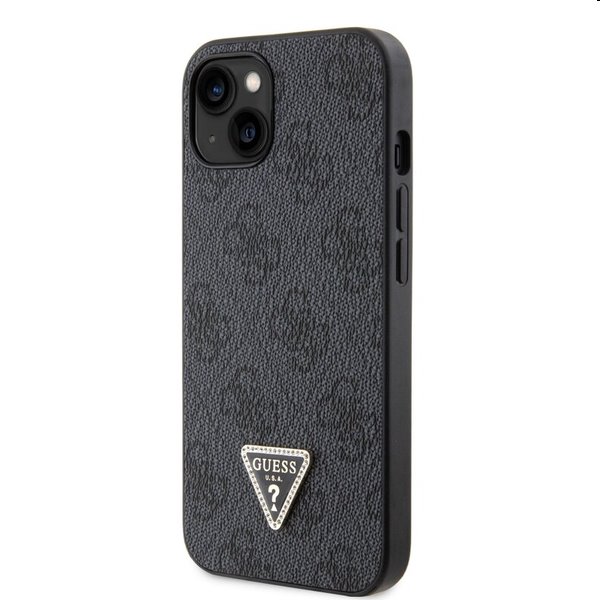 Pouzdro Guess PU 4G Strass Triangle Metal Logo + Crossbody popruh pro iPhone 15. black