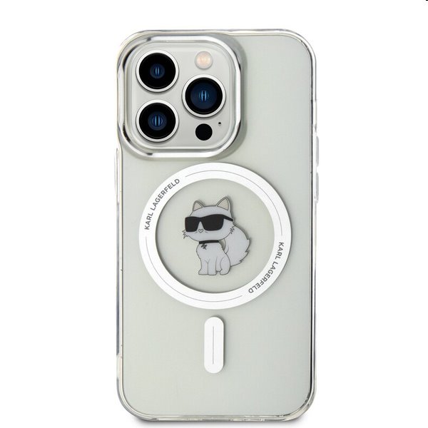 Pouzdro Karl Lagerfeld IML Choupette MagSafe pro Apple iPhone 15 Pro, transparentní