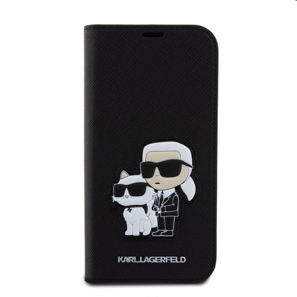 Pouzdro Karl Lagerfeld PU Saffiano Karl and Choupette NFT Book pro Apple iPhone 15, černé