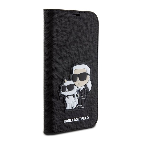 Pouzdro Karl Lagerfeld PU Saffiano Karl and Choupette NFT Book pro Apple iPhone 15, černé