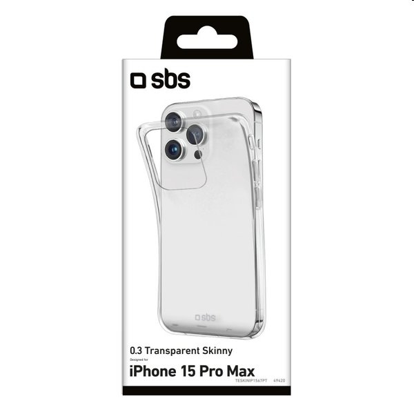 SBS pouzdro Skinny pro Apple iPhone 15 Pro Max, transparentní