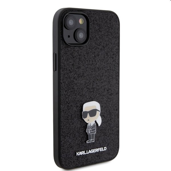 Zadní kryt Karl Lagerfeld Fixed Glitter Metal Ikonik pro Apple iPhone 15 Plus, černý