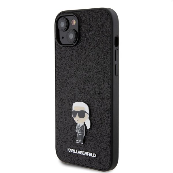 Zadní kryt Karl Lagerfeld Fixed Glitter Metal Ikonik pro Apple iPhone 15 Plus, černý