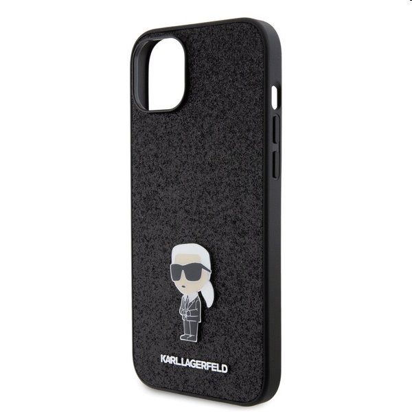 Zadní kryt Karl Lagerfeld Fixed Glitter Metal Ikonik pro Apple iPhone 15 Plus, černý