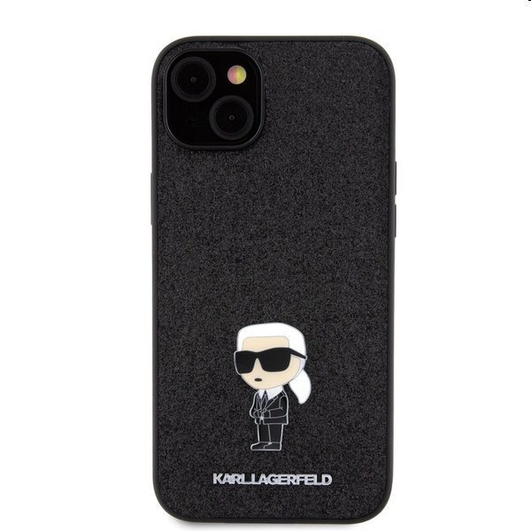 Zadní kryt Karl Lagerfeld Fixed Glitter Metal Ikonik pro Apple iPhone 15 Plus, černý