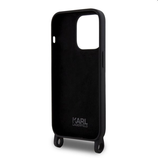 Karl Lagerfeld Liquid Silicone Crossbody Ikonik pro Apple iPhone 15 Pro Max, černé