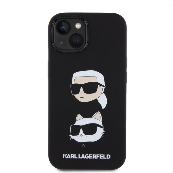 Pouzdro Karl Lagerfeld Liquid Silicone Karl and Choupette Heads pro Apple iPhone 15, černé