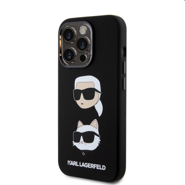 Pouzdro Karl Lagerfeld Liquid Silicone Karl and Choupette Heads pro Apple iPhone 15 Pro Max, černé