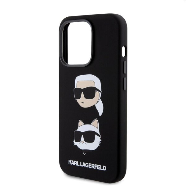 Pouzdro Karl Lagerfeld Liquid Silicone Karl and Choupette Heads pro Apple iPhone 15 Pro Max, černé