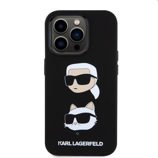 Pouzdro Karl Lagerfeld Liquid Silicone Karl and Choupette Heads pro Apple iPhone 15 Pro Max, černé