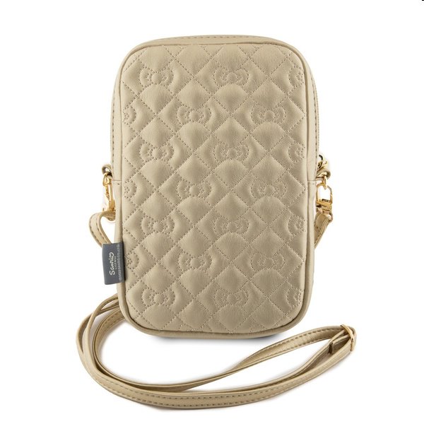 Hello Kitty PU Leather Quilted Pattern Kitty Head Logo Phone Bag, gold