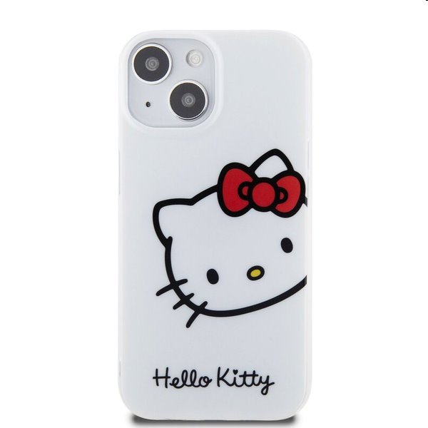 Zadní kryt Hello Kitty IML Head Logo pro Apple iPhone 15, bílé