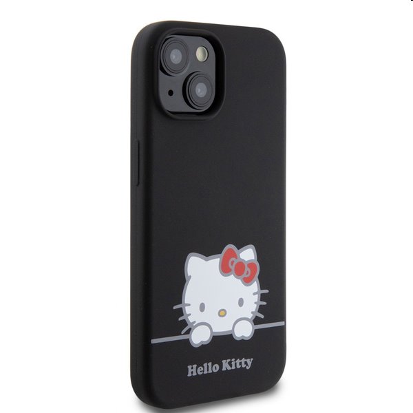 Zadní kryt Hello Kitty Liquid Silicone Daydreaming Logo pro Apple iPhone 15, černé