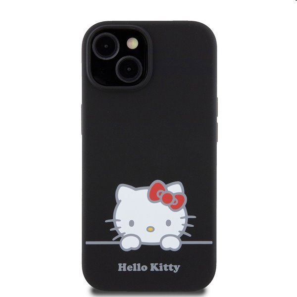 Zadní kryt Hello Kitty Liquid Silicone Daydreaming Logo pro Apple iPhone 15, černé