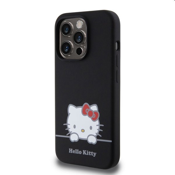 Zadní kryt Hello Kitty Liquid Silicone Daydreaming Logo pro Apple iPhone 15 Pro, černé