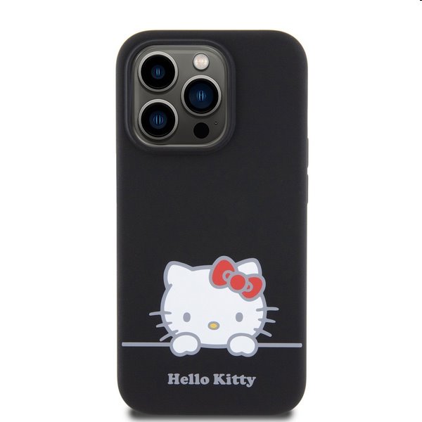 Zadní kryt Hello Kitty Liquid Silicone Daydreaming Logo pro Apple iPhone 15 Pro, černé