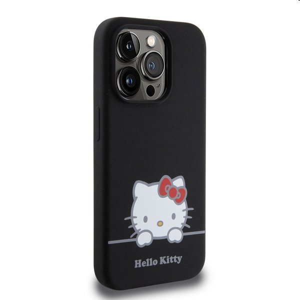 Zadní kryt Hello Kitty Liquid Silicone Daydreaming Logo pro Apple iPhone 15 Pro Max, černé