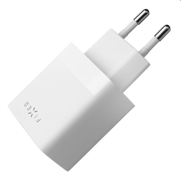 FIXED Set Síťová nabíječka 2xUSB výstupem a USB/USB-C kabelu, 1 m, 17W, Smart Rapid Charge, bílá