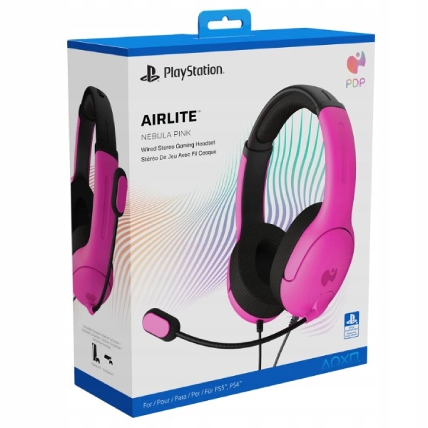 PDP kabelová sluchátka pro PS5 Airlite, Nebula Pink