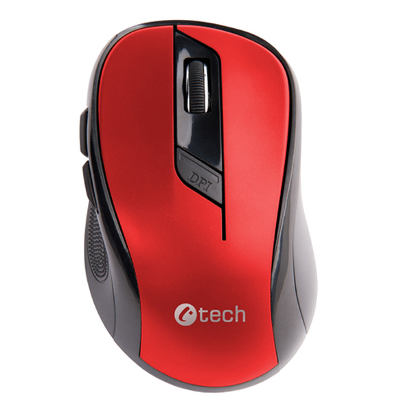 Bezdrátová myš C-Tech WLM-02, USB, 1600 dpi, červená