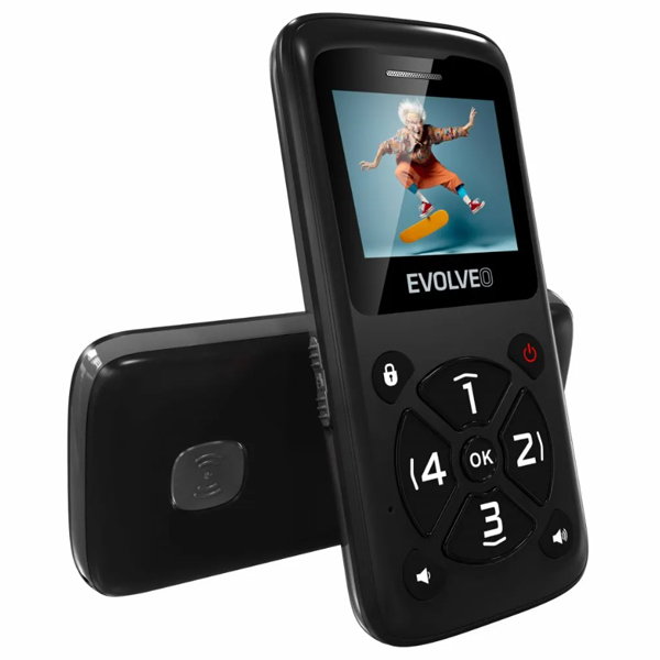 EVOLVEO EasyPhone ID, mobilní telefon pro seniory, černý