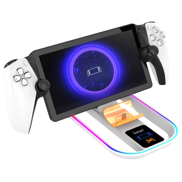 iPega P5P11 nabíjecí stanice s RGB 2v1 pro Playstation Portal Remote Player a PS5 ovladač, bílá