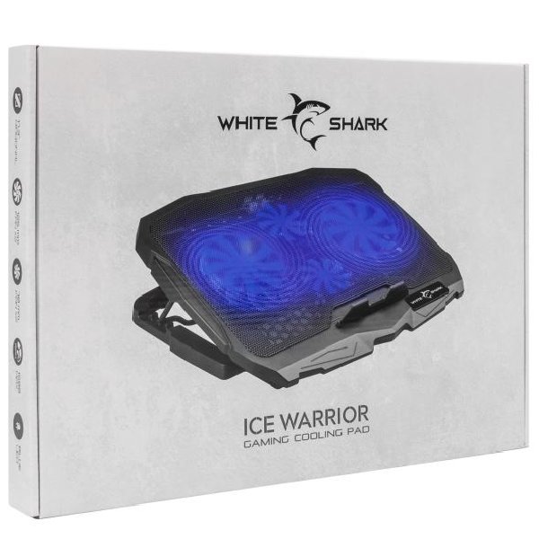 White Shark chladící podložka ICE WARIOR, 4 větráky, černá