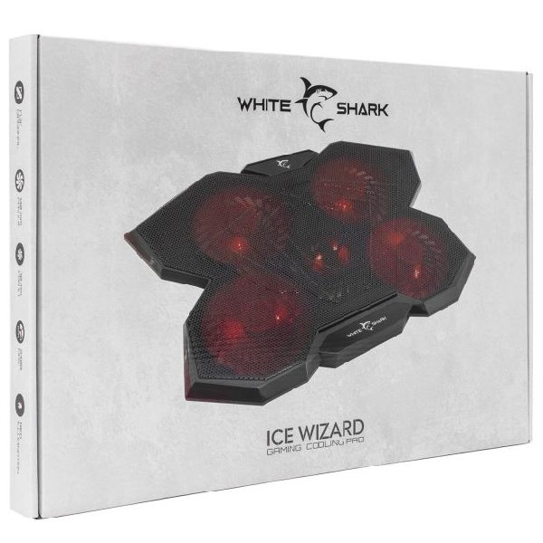 White Shark chladící podložka ICE WIZARD, 4 větráky, černá