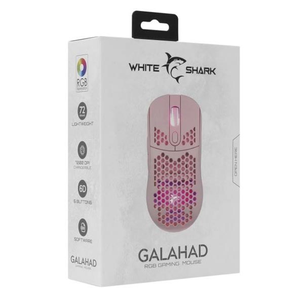 White Shark Gaming mouse GALAHAD, 7200 dpi, růžová