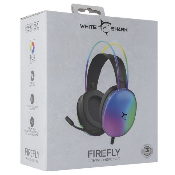 White Shark Herní sluchátka FIREFLY pro PC, PS4, PS5, Xbox, MAC, černé