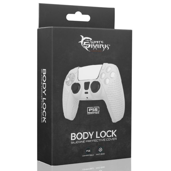 White Shark Silikonový obal BODY LOCK pro PS5, bílý