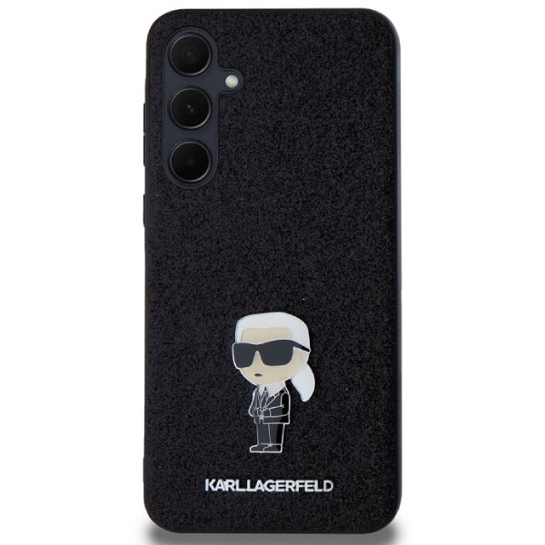 Zadní kryt Karl Lagerfeld Fixed Glitter Metal Ikonik pro Samsung Galaxy A35 5G, černý