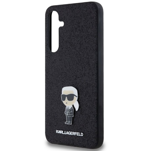 Zadní kryt Karl Lagerfeld Fixed Glitter Metal Ikonik pro Samsung Galaxy A35 5G, černý