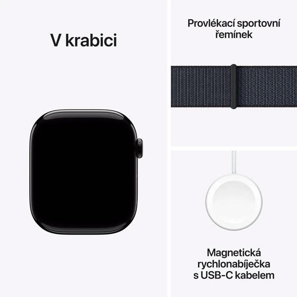 Apple Watch Series 10 GPS 46mm Klavírně černý hliník s atramentovým fialovým provlékacím sportovním řemínkem