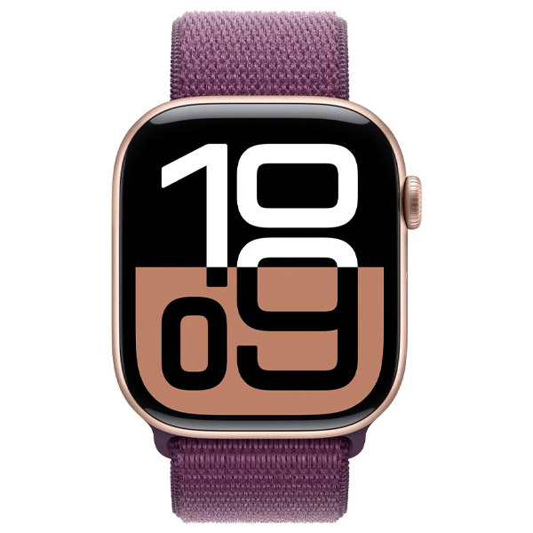 Apple Watch Series 10 GPS 46mm Rose Gold Aluminium Case with Plum Sport Loop