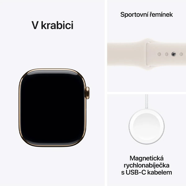 Apple Watch Series 10 GPS + Cellular 46mm Zlatý titan s hvězdně bílým sportovním řemínkem  - M/L