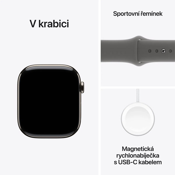 Apple Watch Series 10 GPS + Cellular 46mm  Přírodní titan se skálově šedým sportovním řemínkem  - M/L