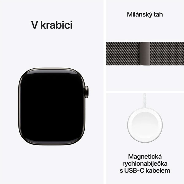 Apple Watch Series 10 GPS + Cellular 46mm  Břidlicově šedý titan s břidlicově šedým milánskym řemínkem  - M/L