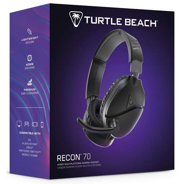 Turtle Beach Herní sluchátka RECON 70PC, 3.5mm, PC/PS4/5, Xbox One/Series X/S, Nintendo, Černá