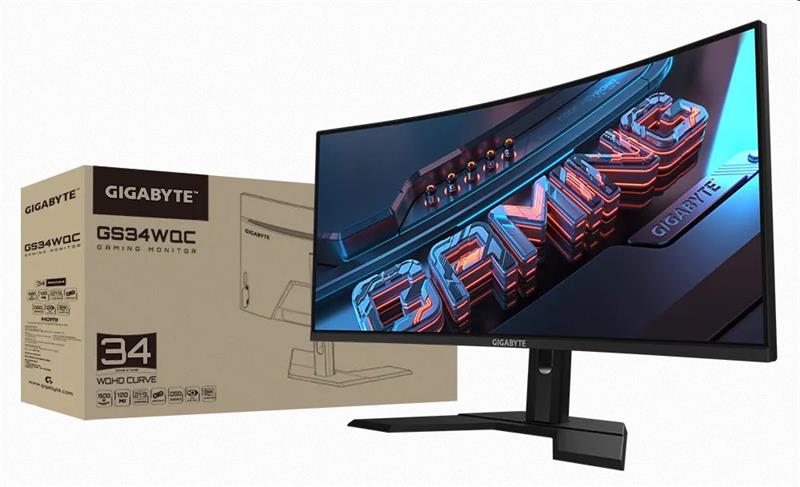 GIGABYTE LCD GS34WQC GAMING Monitor 34" WQHD 3440x1440, VA 1500R, 135Hz, 2xHDMI, DP