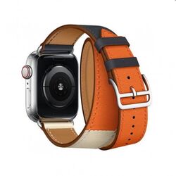 Řemínek z telecí kůže (dlouhý) COTEetCI pro Apple Watch 38/40/41m, modro/oranžový na playgosmart.cz