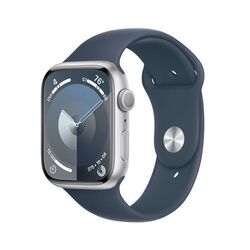 Apple Watch Series 9 GPS 45mm Silver Aluminium Case with Storm Blue Sport Band - S/M na playgosmart.cz