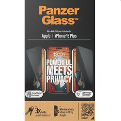 Ochranné sklo PanzerGlass UWF Privacy s aplikátorem pro Apple iPhone 15 Plus, černé