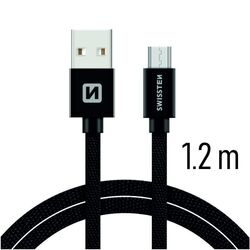 Swissten Data Cable Textile USB / Micro USB 1.2 m, black, použitý, záruka 12 mesiacov na playgosmart.cz