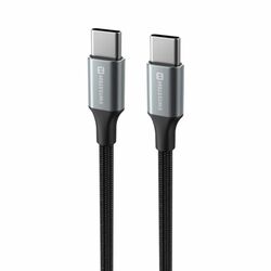 Swissten dátový kábel Textile II USB-C / USB-C 1,5 m, čierny