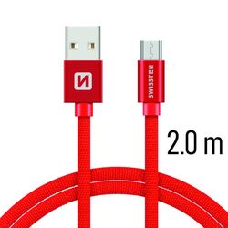 Datový kabel Swissten textilní s Micro-USB konektorem a podporou rychlonabíjení, Red na playgosmart.cz